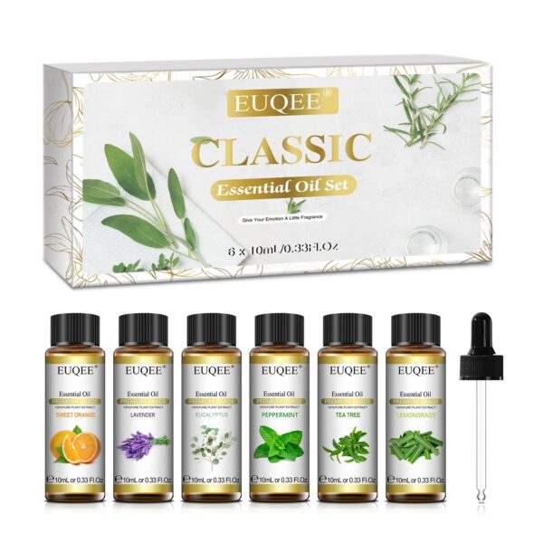 0efdb25a67805cb5 EUQEE 6 Bottles Floral Series Essential Oils Set For Diffuser Candle Making-Rose Lavender Ylang Ylang Jasmine Geranium Chamomile