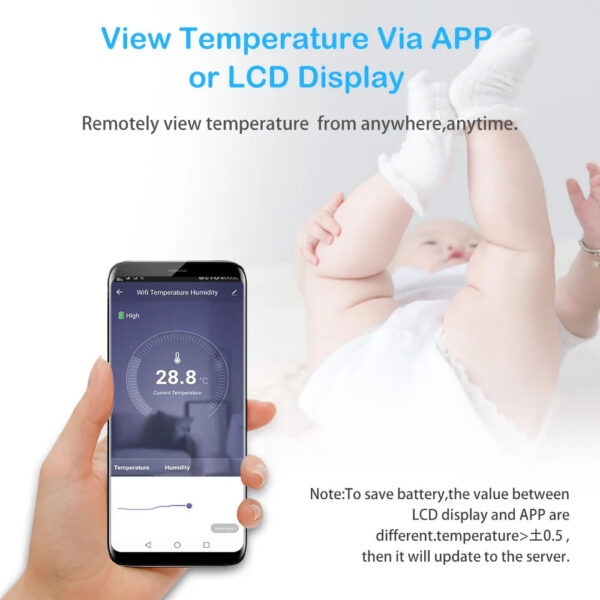 0effd28902d3f93f Tuya Smart WIFI Thermometer With External Temperature USB Charge or Rechargable Battery