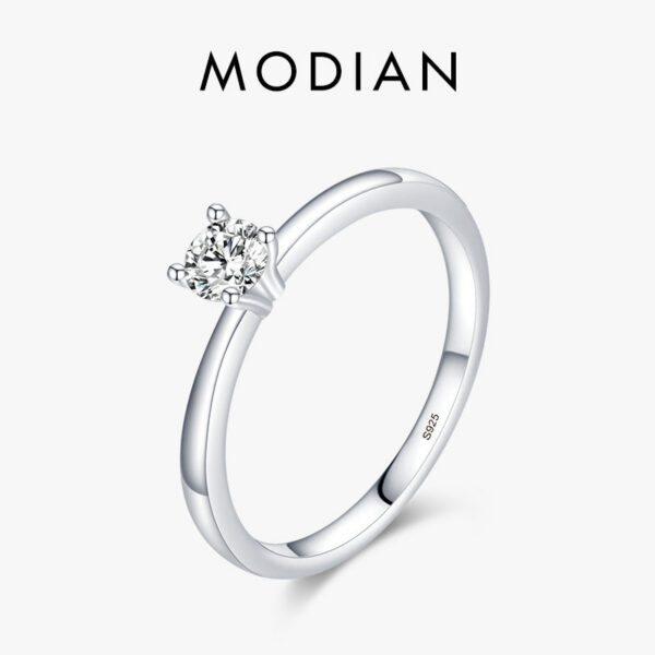 Modian Sterg Sier 10 Hearts Clear CZ Simulated Dia Simple Wedding Bands Ring For Women Statement Engagement Jewelry