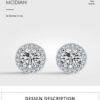 Modian Real 925 Sterling Silver Luxury Simple Cubic Zirconia Stud Earrings for Women Round CZ Wedding Statement Jewelry Gifts