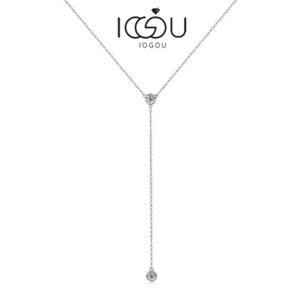 0f33bcd3c73d998e IOGOU Real Moissanite Diamond Necklace For Women Tassel Pendant Top Quality Sterling Sier Wedding Bridal Sexy Girl Jewelry
