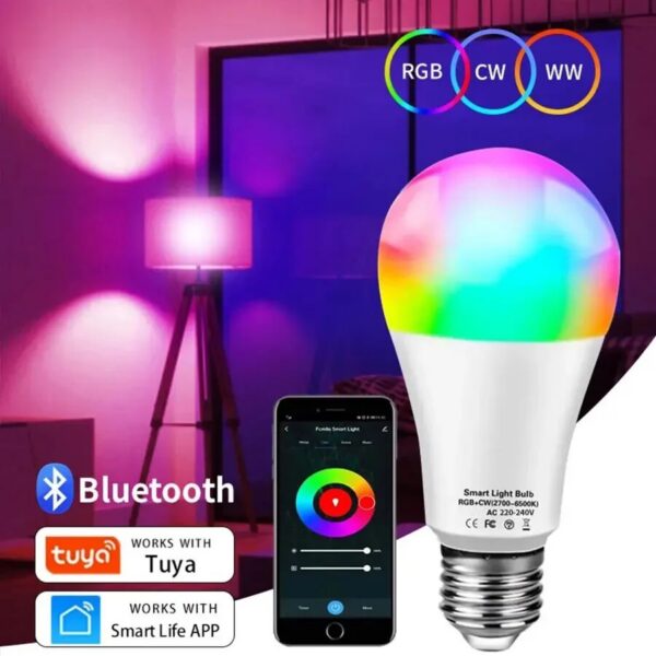 Tuya LED Bulb E27 APP Control Dimmable Light Bluetooth RGB Lamp 220V Bedroom Decoration Party Lighting Smart Life