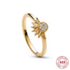 Hot Sale Sterling Sier Gold Moon and Sun Ring Set Diamond Heart Sparkling Rings for Women Fine Jewelry Party Gift Charming