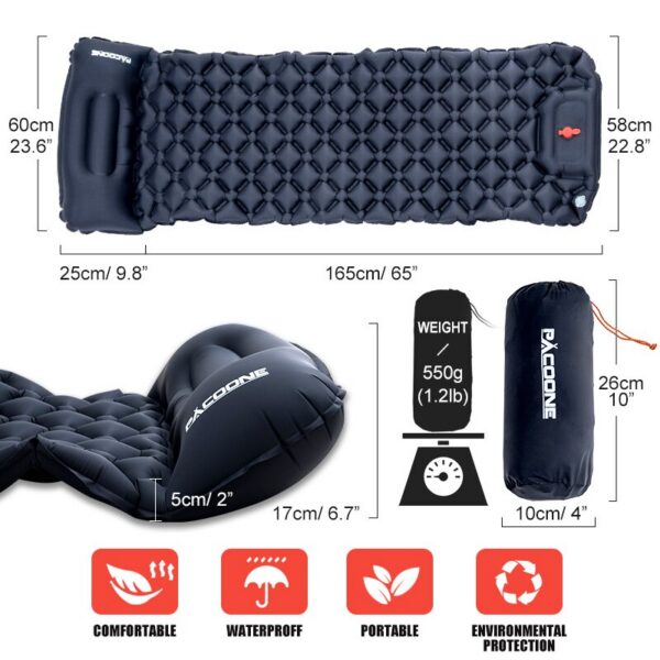 0f497b51fcbbcb4a Outdoor Camping Iatable Mattress Sleeping Pad With Pillows Ultralight Air Mat Built In Iator Pump Hiking