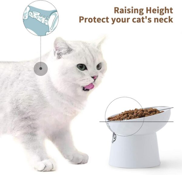 0fac4ff9916e70dd TAMAYKIM Tilted Ceramic Raised Cat Bowls, 8 OZ Food and Water Bowls Set for Kitty, Porcelain Elevated Stress Free Feeding Pet Dish, Dishwasher and Microwave Safe, 2 Pack (White & Grey)