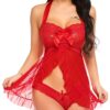 Avidlove Lingerie for Women Lace Babydoll Open Front Sleepwear Halter Nighty Chemsie XS-5XL