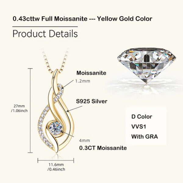 EWYA 2023 Trendy D Color 0.43cttw 4mm Full Moissanite Pendant Necklace for Women Girls S Sier Diamond Neck Chain Necklaces