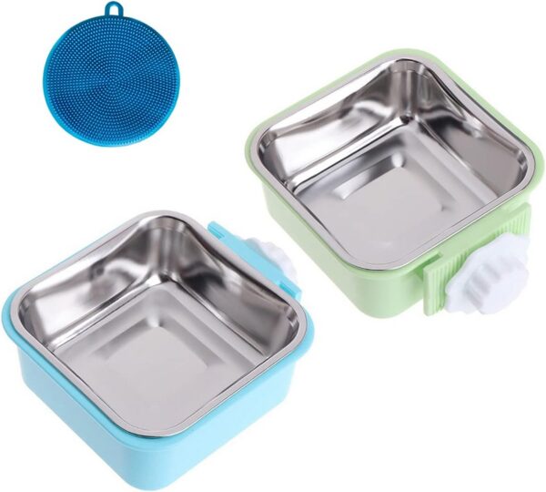 0ffd9a303a8c89d2 Crate Dog Cat Bowls, Removable Stainless Steel Hanging Pet Cage Bowls for Kennel, Water Food Feeder Bowls Cage Coop Cup for Cats, Dogs, Rabbits and Small Animals (Small, Pink)