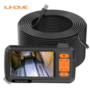 1000178a8cb3f389 Endoscope Camera 4.3 Inch Screen Replaceable 1-100 Meter Rigid Cable HD1080P 8MM Lens Pipe Inspection USB Borescope LED 2600mAh