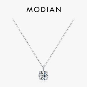 100f0657a3190ceb MODIAN 1CT Prong Setting Moissanite Necklace D color VVS1 Lab Diamond Pendant For Women 925 Sterling Silver Wedding Jewelry