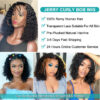 Wigs Jerry Curly Front 13x4 Transparent Lace For Women 4x4 Closure Short Bob Human Hair Wig 8-14inch