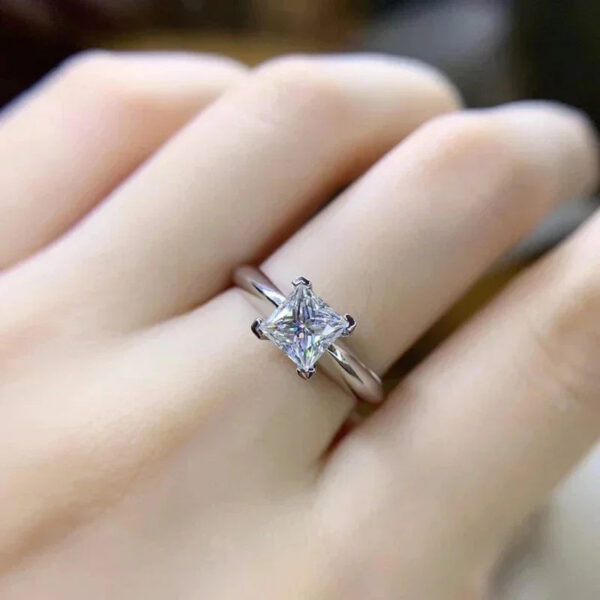 1014989f133603d5 Certified 1/2Carat Princess Cut Moissanite Solitaire Rings for Women Sterg Sier Classic Dia Engagement Wedding Band