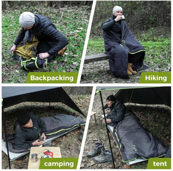 ATEPA Sleeping Bag for Adults, 3 Season Cold Weather & Warm Weather Compact Waterproof Sleeping Bag with Compression Sack for Camping Backpacking Hiking