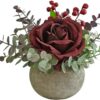 Artificial Flowers Kit with Pot, Combination of Fake Silk Orange Roses and Greenery,Small Plant Potted Decor for Offices,Bookshelf,Bedroom, Living Room,Party,Wedding Decorations…