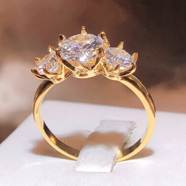 New Row Of Diamonds White Zirconia Gold Ring Female Stamp Fashion Wedding Party Jewelry Gift Wholesale