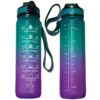 1032eea5967406ee 1pc 1000ml Large Capacity Gradient Water Bottle,Water Bottle Straw 1 Litre Leakproof with Time Marker,for Sports Fiess