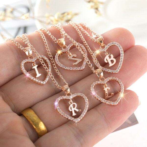 26 Letter Zircon Necklace Jewelry Love Pendant