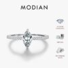 MODIAN 0.5Ct Rhombus Moissanite Ring 925 Sterling Silver Sparkling Lab Created Diamond Wedding Rings For Women Bridal Jewelry