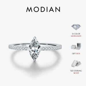 1039552a4e456fee MODIAN 0.5Ct Rhombus Moissanite Ring 925 Sterling Silver Sparkling Lab Created Diamond Wedding Rings For Women Bridal Jewelry