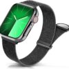 Sunnywoo Metal Stainless Steel Band Compatible with Apple Watch Bands 40mm 38mm 41mm 42mm 44mm 45mm 49mm,Silver Loop Adjustable Magnetic Strap for iWatch Series Ultra 8 7 6 5 4 3 2 1 SE for Women Men