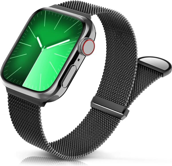 Sunnywoo Metal Stainless Steel Band Compatible with Apple Watch Bands 40mm 38mm 41mm 42mm 44mm 45mm 49mm,Silver Loop Adjustable Magnetic Strap for iWatch Series Ultra 8 7 6 5 4 3 2 1 SE for Women Men
