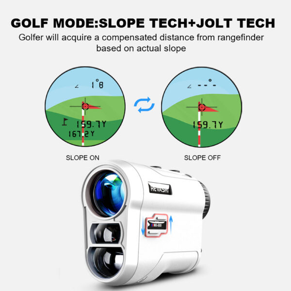 REVASRI Golf Laser Rangefinder 600M Telescope with Flag-Lock Slope Pin Distance Meter for 1000M Camouflage Hunting Monocular