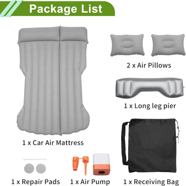 1 Set Car Air Mattress for Tesla Model Y Gray Inflatable Thickened Camping Bed Cushion Pillow Flocking Mattress