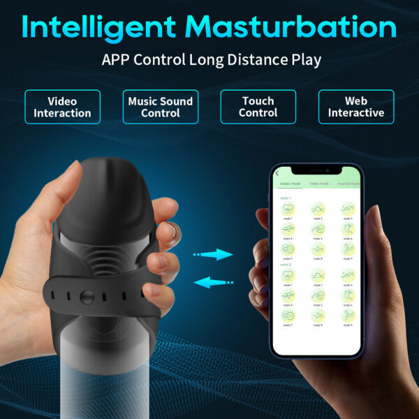 Adjustable Male Masturbator Vibrator Delayed Ejaculation Glans Trainer Massage Exerciser Adult Sex Toy For Men App Control