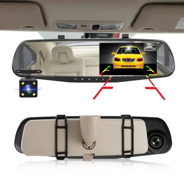 10d0341dc6e4e380 4.3 Inch Driving Recorder Car DVR Rearview Mirror Dual Lens Car Recorder 1080P IPS Front and Rear Camera Registrar Black Box New