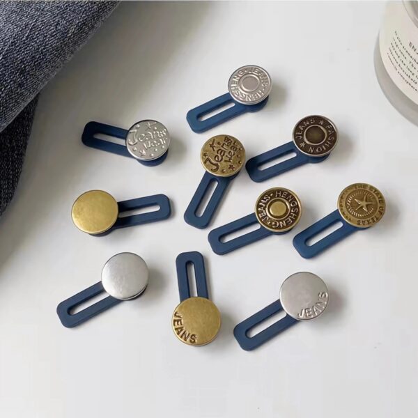 10d2a5798431ea97 5pcs Metal Extender Perfect To Any Pants Free Sewing Retractable Jeans Waist Button Extended Buckles Fixing Kit