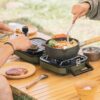 Naturehike Outdoor Camping Gas Stove Foldable 2 in 1 Burner with Grill Plate Portable Camping Gas Stove 2 Adjustable Burners Piezo Ignition Compatible with Isobutane Fuel Mix
