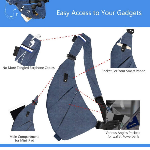 10e3064252eb53fc Crossbody Sling Bag, Shoulder Bag, Anti-Theft Chest Bag, Multi-Pocket Fanny Pack