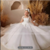 Flower White Lace Girls Floor Length First Communion Dress Princess Elegant Banquet Dresses