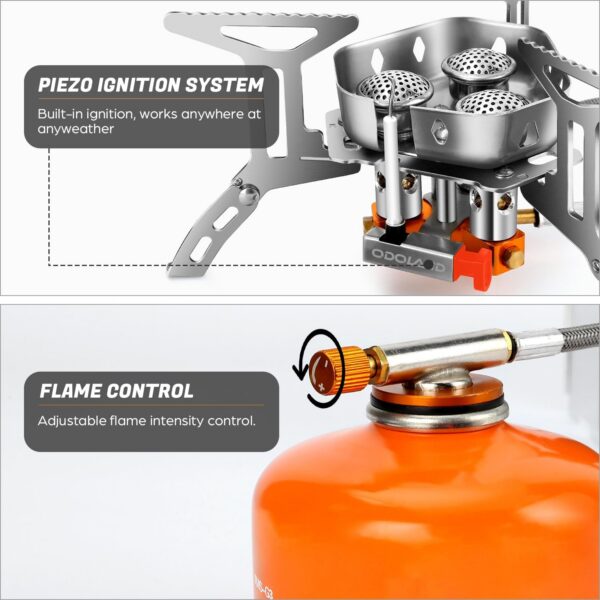 10ee55e1808292e1 Odoland 6800W Windproof Camping Gas Stove, Portable Outdoor Camping Furnace, Folding Wild Camp Gas Burner, Backpacking Stove Suitable for Hiking, Camping, Trekking and Picnic