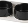 1100243768e02fdd Cat Food Water Bowl Set - Raised Cat Bowls with Non Slip Stand - Elevated Puppy Bowls for Small Dogs - Double Ceramic Cat Feeding Bowls with Splash Proof Guard - Tall Cat Dishes - 2 x 480 ML - 16.2 OZ