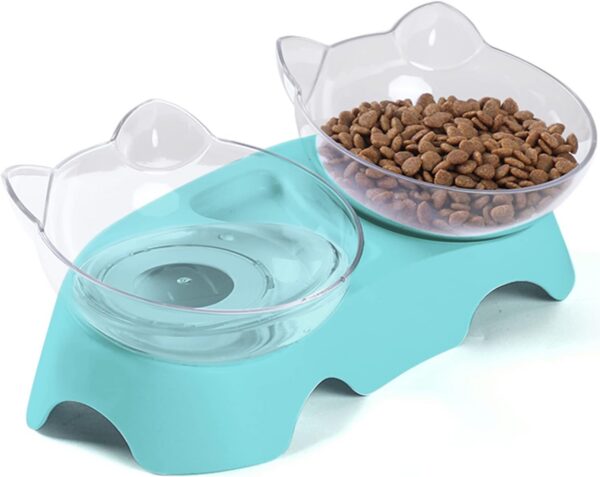 MILIFUN Cat Bowls, Cat Food Bowls Elevated Tilted, Anti Vomiting Kitty Bowls for Puppy and Bunny, Orthopedic Cat Bowls for Indoor Cats. (Pink)
