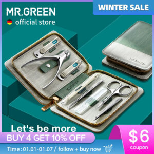 110eafd67f3044ea MR.GREEN Manicure Set Pedicure Sets Nail Clipper Stainless Steel Professional Nail Cutter Tools with Travel Case Kit