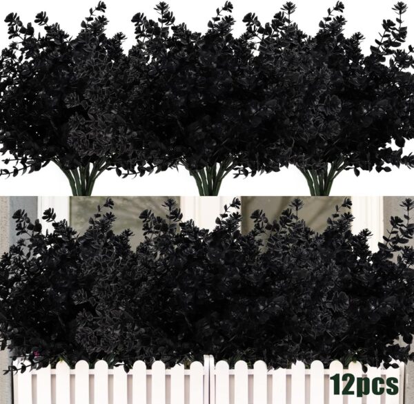 111cb9c3899b27ea RECUTMS 12 Bundles Outdoor Artificial Flowers UV Resistant Fake Boxwood Plants, Faux Greenery for Indoor Outside Hanging Plants Garden Porch Window Box Home Wedding Farmhouse Décor(Yellow)