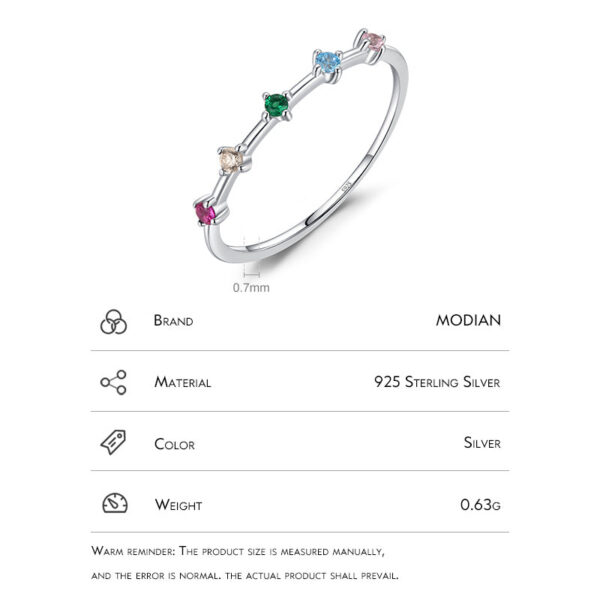 1120491ef2f2799b Modian Sterling Sier Rainbow CZ Simulated Diamond Stacking Slim Rings Fashion Bands For Women Korea Style Fine Jewelry