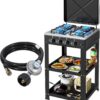 1120be4b6ede4d29 Propane Gas Stove-300000BTU Portable Gas Stove with Support Leg Stand and Wind Blocking Cover Adapter Auto Ignition Camping Stove 4 Burner LPG for RV, Apartment, Outdoor Cooking