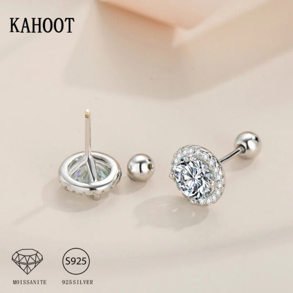 1122c8028006ee74 925 Sterling Silver 0.5/1 Carat Moissanite Round Bag Screw Earrings For Men And Women Couple Models Fashion Creative Personality