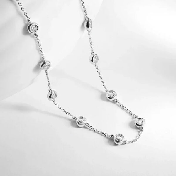 3/5mm Round Bubble Moissanite Diamond Necklace Bracelet with Certificate Sterling Sier Neck Chain Layered Choker for Women