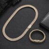 HOYON 10mm Lab Moissanite Diamond Cuban Chain Men's S Sier Plated Necklace Zircon Bracelet Hip Hop Rock Neck Collar Jewelry