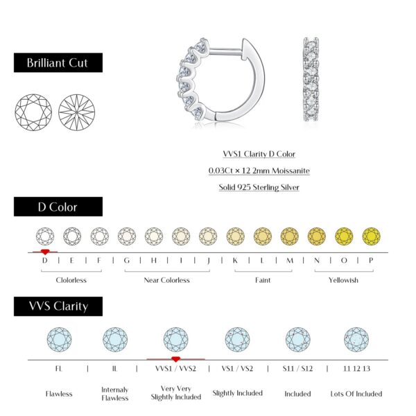 MODIAN D Color Moissanite Small Hoop Earrings 925 Sterling Silver Hollow Sparkling Ear Buckles For Women Wedding Fine Jewelry