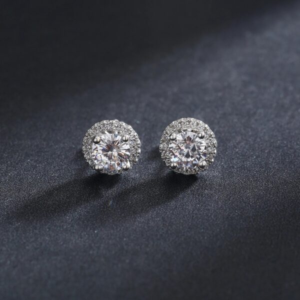 Modian Real 925 Sterling Silver Luxury Simple Cubic Zirconia Stud Earrings for Women Round CZ Wedding Statement Jewelry Gifts