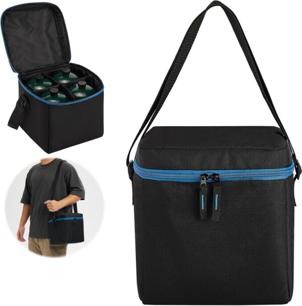 1 LB Propane Tank Storage Bag with Padding, Mini Propane Cylinder Carry Case to Hold 4 Pcs Small Gas Tank, Portable 16 OZ Gas Cylinder Holder with Strap, Bag Only