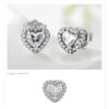 Modian Dazzling 925 Sterling Silver Clear CZ Heart Fashion Stud Earrings for Women Charm Wedding Statement Silver Fine Jewelry