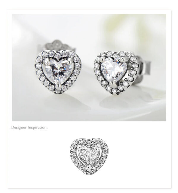 Modian Dazzling 925 Sterling Silver Clear CZ Heart Fashion Stud Earrings for Women Charm Wedding Statement Silver Fine Jewelry