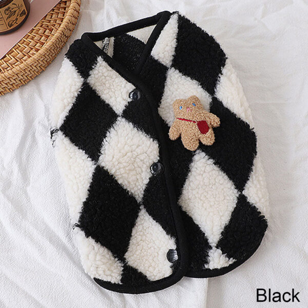 Fashion Plaid Fleece Puppy Coat Jack Dog Clothes Bear Vest Dogs Clothing Pet Outfits Cute Winter Yorkies Costume