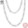 Rinntin Sterling Diamond-Cut Figaro Link Necklace for Men Women Trendy Punk Neck Chain Sier Jewelry SC27